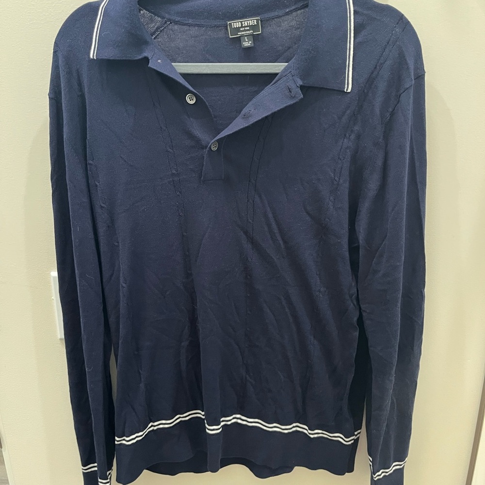 Todd Snyder Blue Polo Shirt Classic Knit